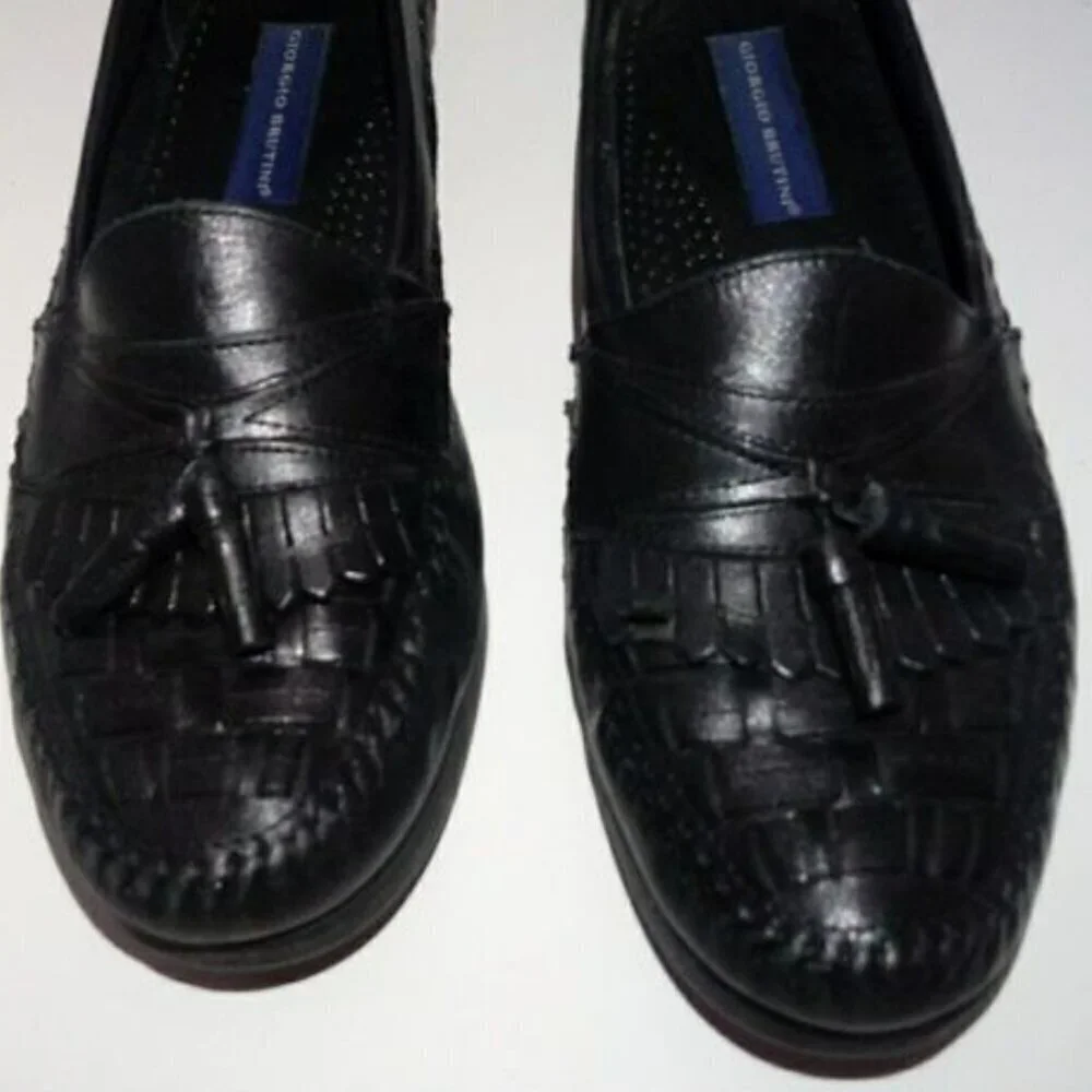 Giorgio Brutini SZ10 Mens Bartell Black Leather Tassel Loafer Old $ Career Dress